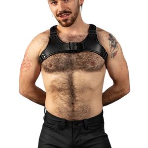 Harnais de poitrine en fausse fourrure pour homme Centurion 2.0, noir, avec bordure en dentelle, bretelles réglables, vêtements de club haut de gamme, costume sexy, harnais de corps - Product Image 1