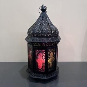 Moroccan Style Black Metal Iron Glass <b>Hexagon</b> Carved Decorative Candle Lantern Ramadan Eid Table Home Decoration Artisan Design - Product Image 3