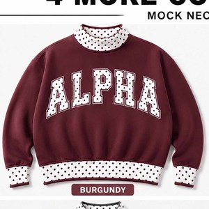 Alpha Custom <b>Mock</b> <b>Neck</b> Crew <b>Neck</b> Cotton Fleece Sweatshirt Women Men Ladies Unisex Chenille Letter Embroidery Tackle Twill Leopar - Product Image 1