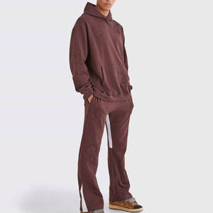 High Quality Oversized Pullover Casual distress Embroidery <b>Tracksuit</b> Applique Embroidery Premium Quality <b>Plain</b> <b>Tracksuit</b> for Men - Product Image 1