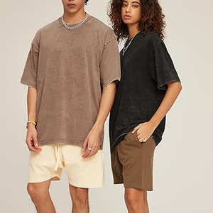 Men Urban Style T Shirt Shorts <b>Set</b> Acid Wash Summer Cotton Casual Loose Fit Matching Outfit - Product Image 4