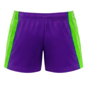 Pantalones Cortos de Netball Sublimados en Morado y Verde, Unisex, de Poliéster Ligero, Uniforme Deportivo para Entrenamiento y Competencia - Product Image 2