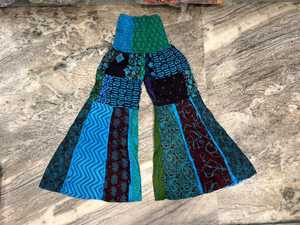 Pantalon large à taille haute en coton patchwork style bohème hippie unisexe - Product Image 4