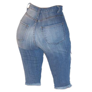 Pantalones Cortos de Mezclilla de Verano para Mujer, de Alta Calidad, Diseño Sexy, Talla Grande, Cintura Media, Rotos, de Algodón - Product Image 3