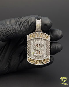 Pendentif Sac d'Argent Massif Sertie de Diamants Moissanite, Collier de Luxe Hip Hop, Bijou de Déclaration de Luxe Hip Hop - Product Image 1