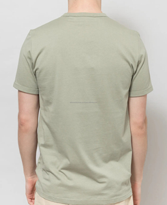 T-shirt léger en coton vert olive pour homme, manches courtes, col rond, coupe classique, couleur unie, tricot jersey, design uni, 160 g - Product Image 3