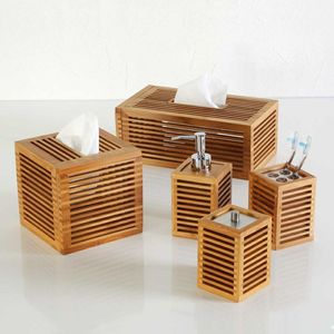 Decorative Wooden Bathroom Set Rustic Finished <b>Toothbrush</b> <b>Holder</b> Soap Dispenser Modern Luxury Bathroom Countertop Accessories - Product Image 4