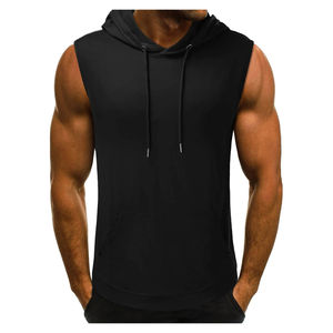 Débardeur de sport OEM de haute qualité, sans manches, pour musculation, gilet ajusté, chemise à capuche de musculation, basiques en coton mélangé - Product Image 4