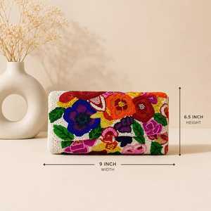 Bolso de mano artesanal para mujer con patrón de personajes y cuentas, estilo bohemio, bandolera con cadena, portátil, todo en poliéster - Product Image 3