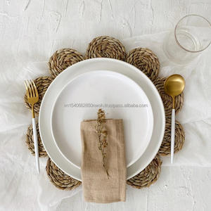 Plaque de recharge en jonc de mer naturel vintage jacinthe d'eau napperons écologiques pour cuisine salle à manger mariage - Product Image 3