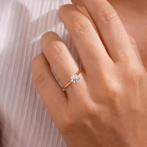 Anillo de Compromiso de Diamante Moissanite de 0.5ct D VVS1, Joyería Nupcial de Oro Real de 14k con Certificado GRA, Boutique Elegante para Mujer - Product Image 4