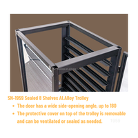 Chariot de boulangerie fermé Atlas Star en aluminium durable, 8 étagères, ouverture de porte à 180 degrés, usage commercial, surface anodisée dure