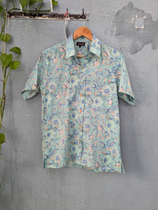 Chemise décontractée pour homme à manches courtes, imprimé cachemire, en coton, col rabattu, respirante, tissée en popeline, pour l'été - Product Image 5