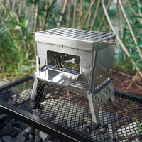 Poêle à bois pliable en acier inoxydable portable, mini barbecue de camping, réchaud de cuisson extérieur