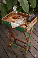 Table pliante artisanale en bois de bateau recyclé, table d'appoint rustique en bois recyclé, plateau de service portable pour la décoration intérieure