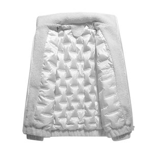 OEM Custom Embroidery Logo Oversized Winter Sherpa <b>Fleece</b> Puffer <b>Jacket</b> for Men and Unisex Woven Hooded Collar - Product Image 5