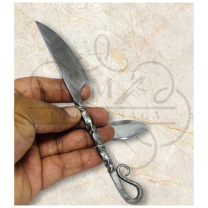 Ensemble de couverts rustiques de style viking en acier forgé à la main de qualité supérieure pour le camping en plein air, comprenant cuillère, fourchette et couteau - Product Image 5