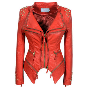 Chaqueta de Cuero Sintético para Mujer, Prenda Exterior Elegante para Invierno, Abrigo Informal Transpirable con Forro de Nailon - Product Image 1