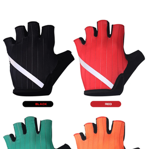 ถุงมือปั่นจักรยานแบบครึ่งนิ้ว สีดำ สีแดง สีเขียว สีส้ม โพลีเอสเตอร์ สำหรับทุกเพศ ฤดูร้อน แบบสวม ระบายอากาศได้ดี - Product Image 1