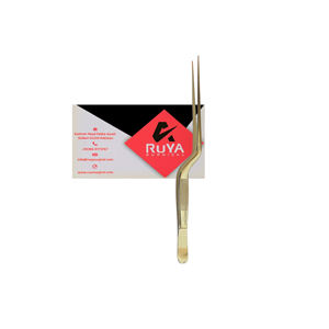 Ensemble de pinces à épiler droites et coudées en acier inoxydable Ruya Surical, 3 pièces, poignées antiadhésives, lavables au lave-vaisselle, résistantes à la chaleur, durables - Product Image 2