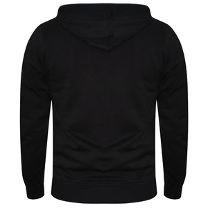 Black Men Zip Up Hoodie Contrast Blue Piping Cotton French Terry Full Zipper Hooded Sweatshirt Jacket Sporty Casual - Product Image 6