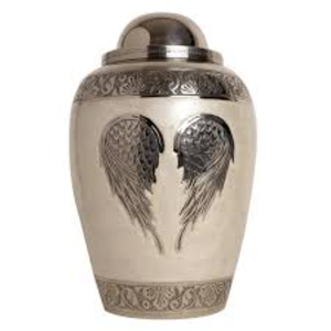Handcrafted White Enamel Brass Cremation Urns For Human Ashes Adult <b>Memorial</b> Funeral Urn With Silver Engraved Band Burial Urn - Product Image 6