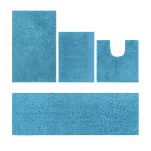 Customised Modern Handcrafted Annaise Micro Plush 100% Polyester Machine Washable Solid Pattern 4 Piece Bathroom Rug Set - Product Image 2