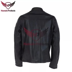 Chaqueta de Cuero Genuino Negra para Hombre, Corte Ajustado, Estilo Motero, Cafe Racer, de Piel Vacuna, con Hombros Acolchados, Vintage, Clásica y Personalizada - Product Image 2