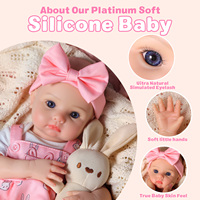 Poupée en silicone réaliste Babeside de 16 pouces, couleur sauge, corps entier, unisexe, nouveau-né, avec robe de lapin rose, mignonne et réaliste, vente en gros