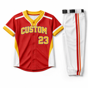 Uniforme de béisbol personalizado para escuelas, de secado rápido, transpirable, tela 100% poliéster, nombre y número del jugador bordados a medida. - Product Image 4