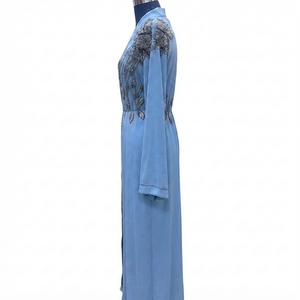 Luxury Modest Wear Women's Kaftan <b>Abaya</b> with Decorative Bead Embroidery Polyester Spring - Product Image 3