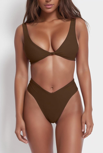 High Waist <b>Bikini</b> <b>Sets</b> with Halter & Lace up Custom Print Designer Swimsuit Luxury Two-Piece <b>Triangle</b> Swimwear for Women - Product Image 6