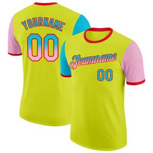 Maillot de basket-ball personnalisé sublimé, dégradé bleu rose lime, col rond, manches courtes, unisexe, adulte, vêtements de sport en polyester performants - Product Image 1