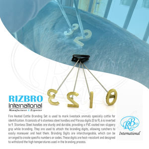 Juego de 3 marcatrices de ganado con números de 0 a 8, mangos de acero inoxidable intercambiables, 9 dígitos de latón, 6 inversos, 9 para ganado bovino - Product Image 5