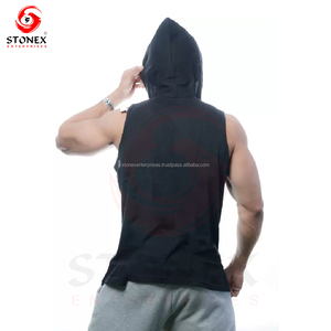 Professional Breathable Vintage Style Fitness Tank Top Hoodie Sleeveless Gym <b>Vest</b> for Men OEM Service - Product Image 5