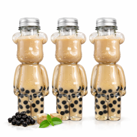 500ml beren-vormige PET plastic fles met aluminium deksel en rietjegat voor dranken, 400ml versie beschikbaar