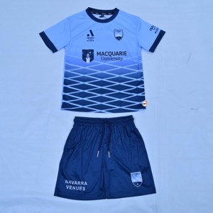 Sydney FC Kids Soccer Uniform Short Sleeve Crew Neck Moisture Wicking Polyester <b>Athletic</b> Fit All Seasons Print Sublimation Sets - Product Image 5