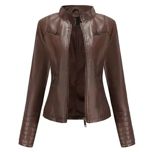 Chaqueta de Cuero de Motocicleta de Piel de Oveja para Mujer, Diseño Personalizado, a la Moda, Otoñal, Resistente al Viento, Transpirable, de Alta Calidad - Product Image 4