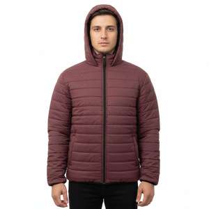 Chaqueta Acolchada para Hombre con Logotipo Personalizado, Impermeable, con Capucha, Cortavientos, Abrigo de Invierno, Color Sólido, Poliéster - Product Image 1