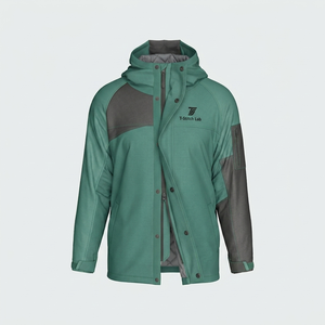 Chaqueta Cortavientos con Capucha para Hombre, Ecológica, Transpirable e Impermeable, con Cierre de Cremallera, Tinte Liso, Nueva Colección - Product Image 1