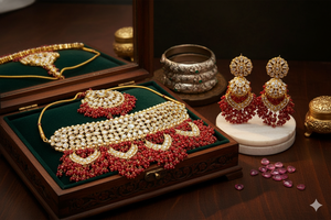 Conjunto de Joyería Nupcial Clásica Chapada en Oro Kundan Real Indio para Fiesta de Compromiso, Elegancia Tradicional Étnica de Aleación de Zinc para Mujer - Product Image 5