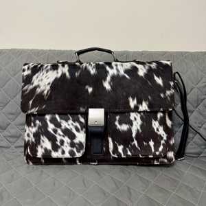 Leather Hair On <b>Laptop</b> Bag Vintage Cowhide Fur Messenger Briefcase Business Office Shoulder Bag Men LHLB-0001 - Product Image 1