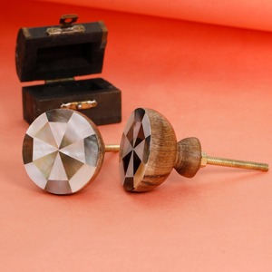 Decorative Triangular Shell Inlay Furniture Knobs Modern <b>Vintage</b> <b>Cabinet</b> Handles - Product Image 2