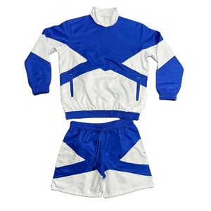 Unisex Color Blocking Tracksuit Set <b>Half</b>-<b>Zip</b> <b>Jacket</b> Drawstring Shorts Breathable Lightweight Nylon Casual Style Regular Fit - Product Image 5