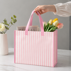 Custom Printed Nonwoven Felt Tote Shopping <b>Bag</b> <b>Medium</b> <b>Size</b> Hand Length Handle Open Top for Groceries - Product Image 4