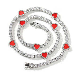 VVS Moissanite Black Onyx Heart Tennis <b>Chain</b> 925 Sterling Silver <b>Iced</b> <b>Out</b> 14K Gold Finish Hip Hop Necklace - Product Image 5