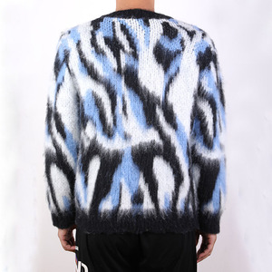 Custom <b>Men's</b> Floral Pattern Breathable Front Logo Mohair <b>Cardigan</b> Premium Wool Blend Casual Autumn Zipper Closure Full Sleeve - Product Image 5