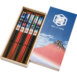 Affordable Quality Finest Rates <b>Reusable</b> Tokaido Red Fuji Set Of 5 With Paulownia Box Wooden Logo <b>Chopsticks</b> - Product Image 1