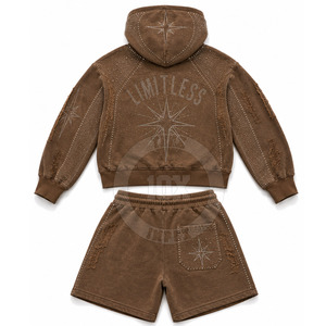 Outdoor Windbreaker <b>Shorts</b> <b>Set</b> Lightweight Hooded Jacket Premium Nylon Polyester Windbreaker <b>Shorts</b> <b>Set</b> - Product Image 2