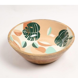 Bols en bois de mangue de qualité supérieure, imprimés à l'émail, faits à la main, pour la cuisine, la table à manger, les restaurants, avec logo personnalisé. - Product Image 6